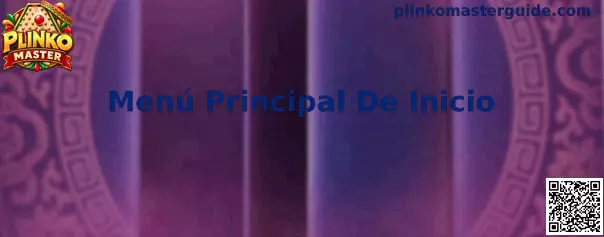 Pantalla principal de navegación de Plinko Master con accesos a perfil, saldo, tienda, regalos y ajustes