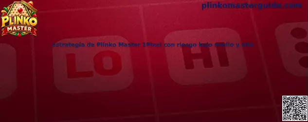 Imagen ilustrativa de la estrategia de Plinko Master 1Pixel con niveles de riesgo bajo, medio y alto